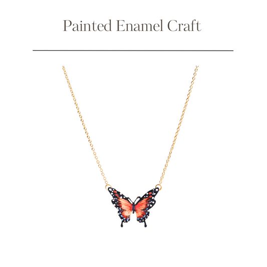 Simple Orange Butterfly Necklace