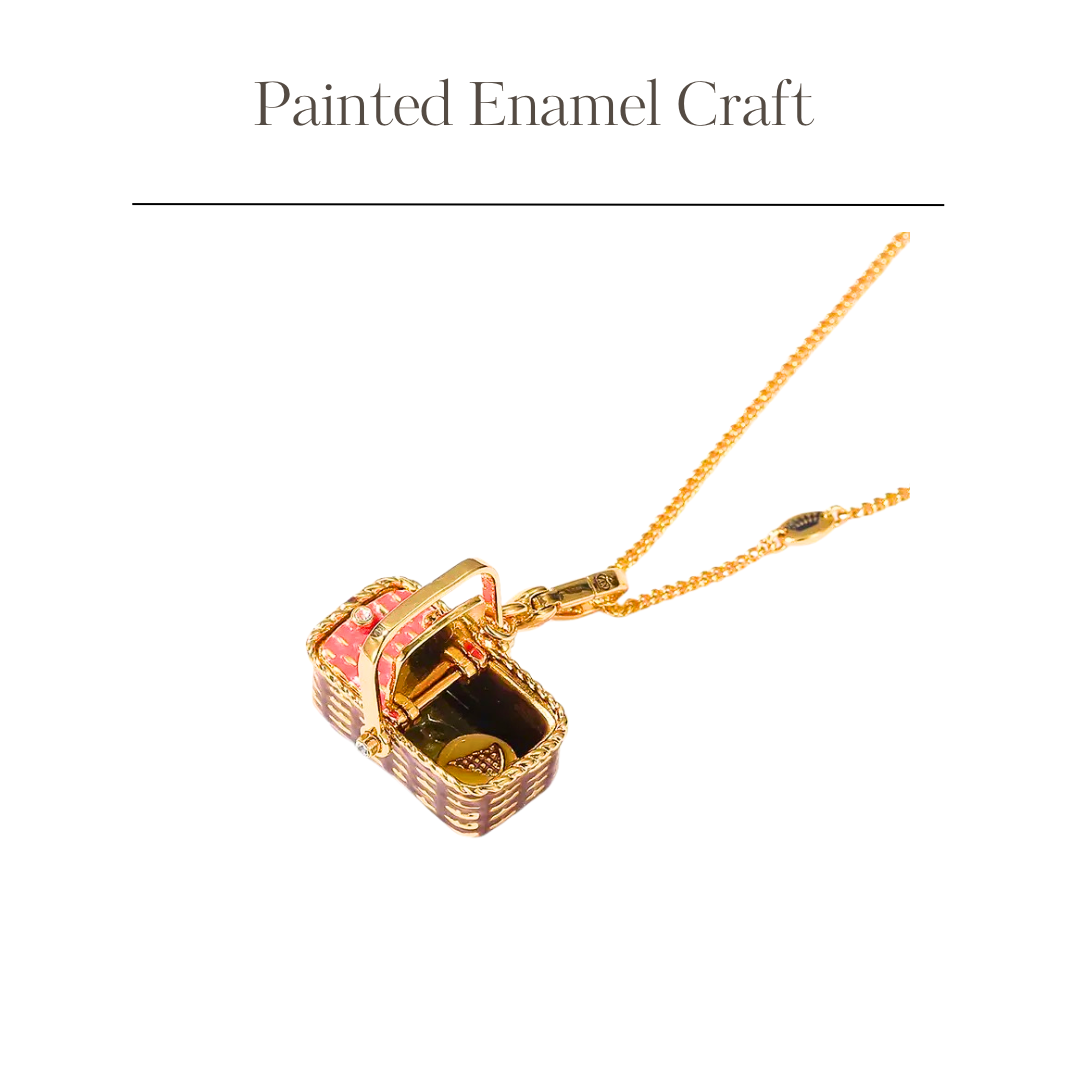 Cute Picnic Basket Pendant Necklace