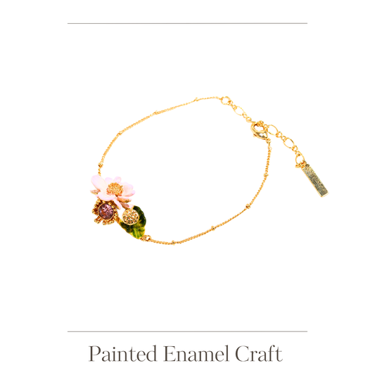 Hand-painted Enamel Lotus Flower Bracelet