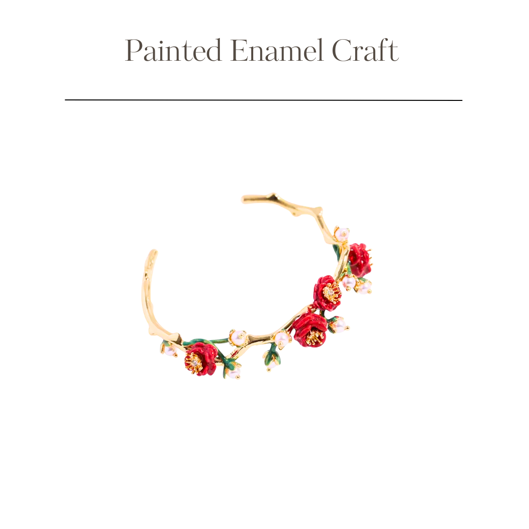 Red rose with pearl bracelet