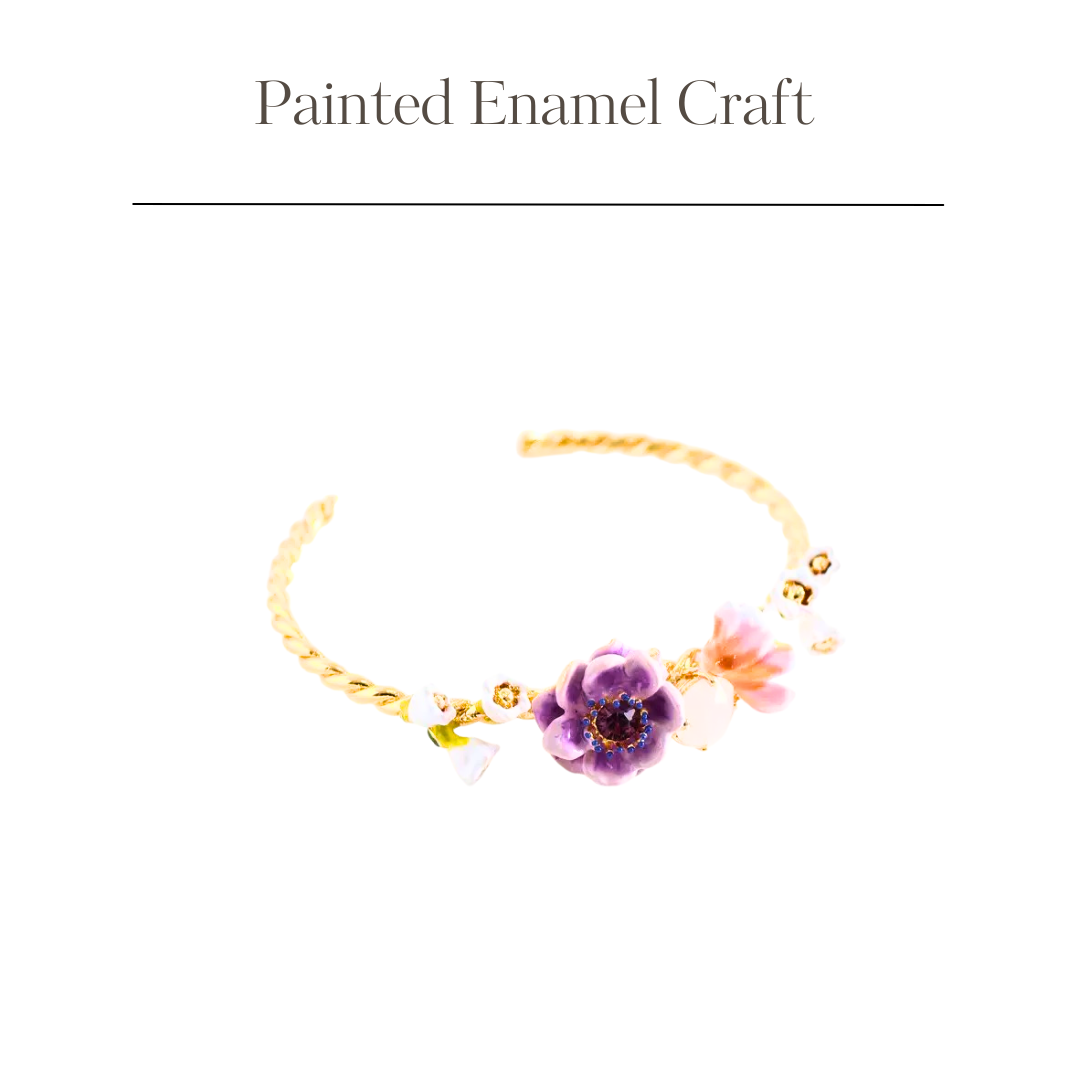Purple Silver Lotus Bracelet