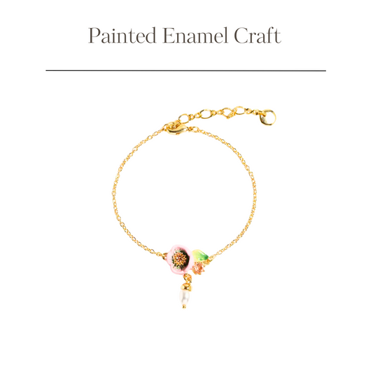 Pink flowers with pearl bracelet