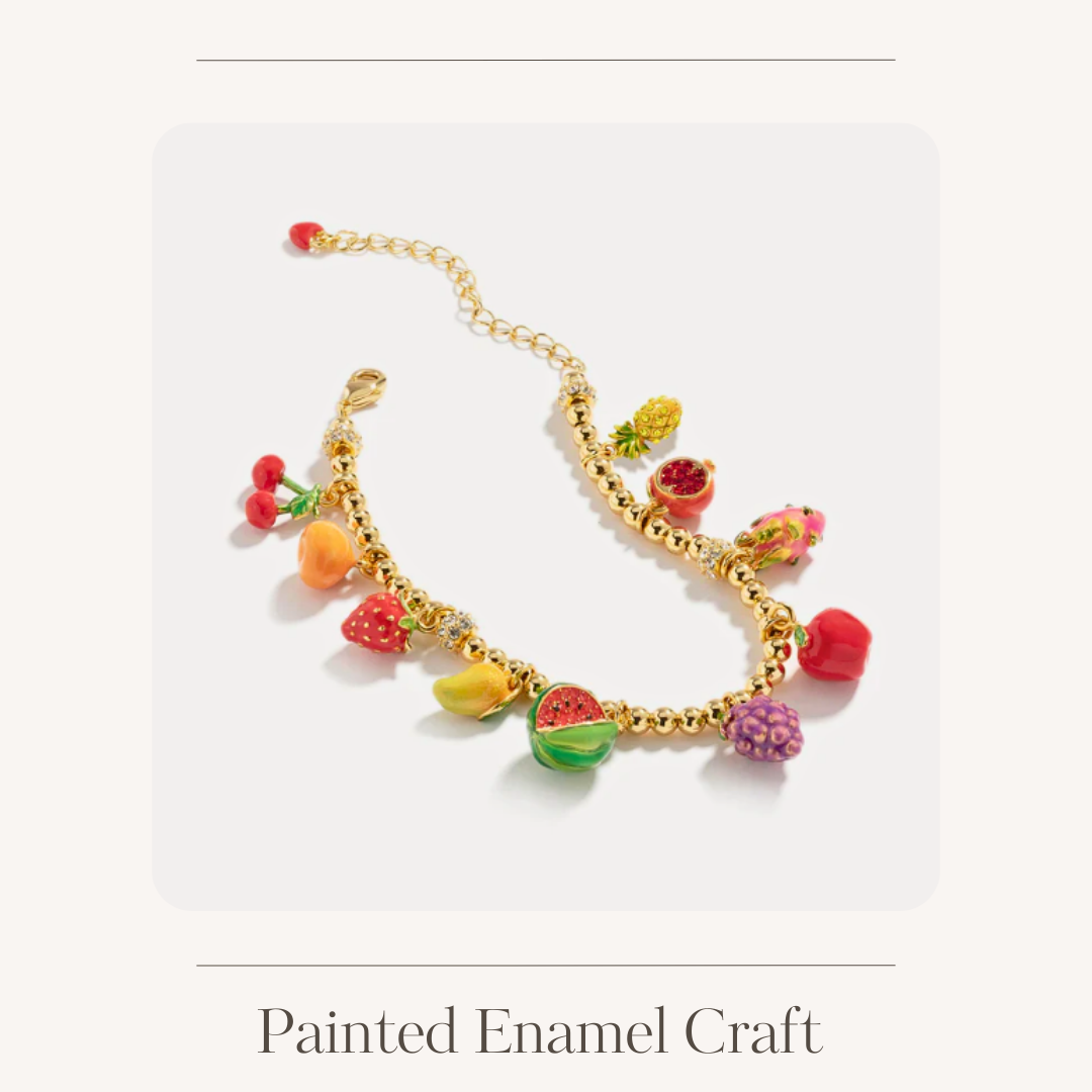 Multi-coloured enamel fruit bracelet