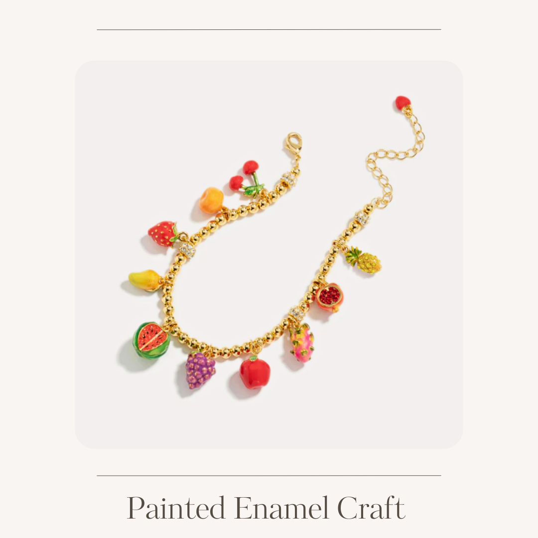 Multi-coloured enamel fruit bracelet