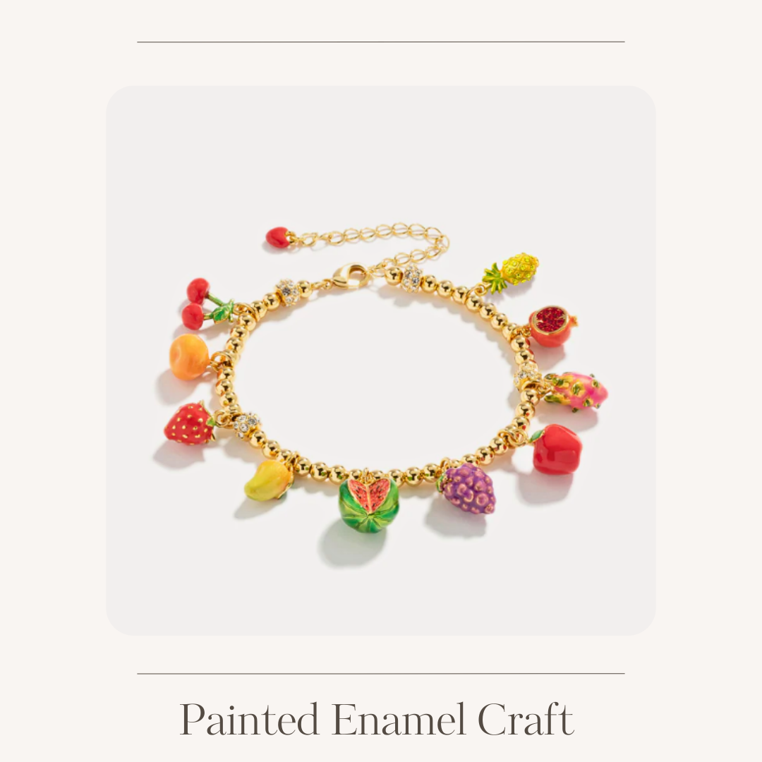 Multi-coloured enamel fruit bracelet