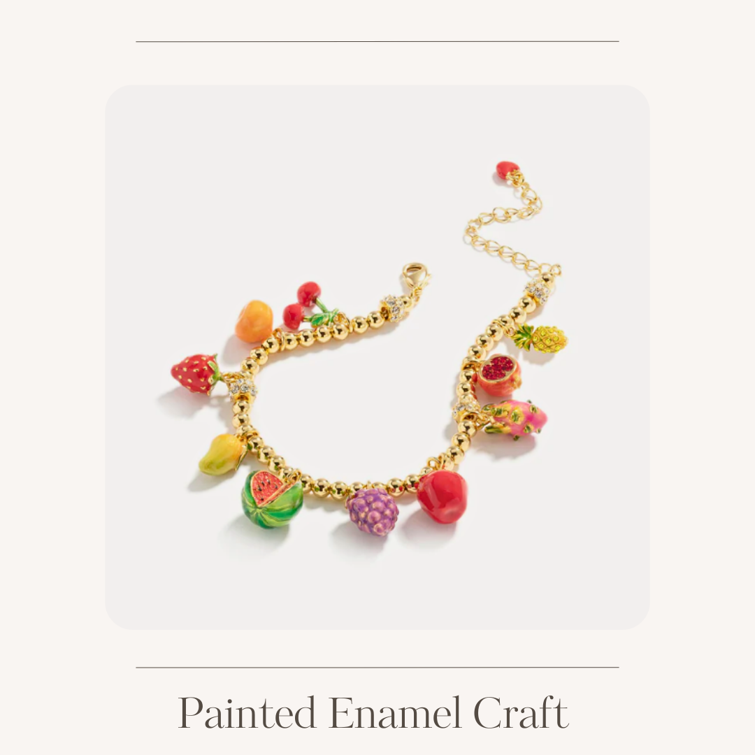 Multi-coloured enamel fruit bracelet