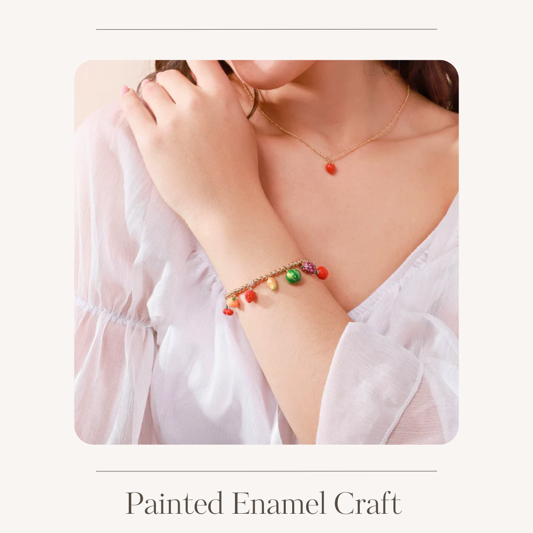 Multi-coloured enamel fruit bracelet