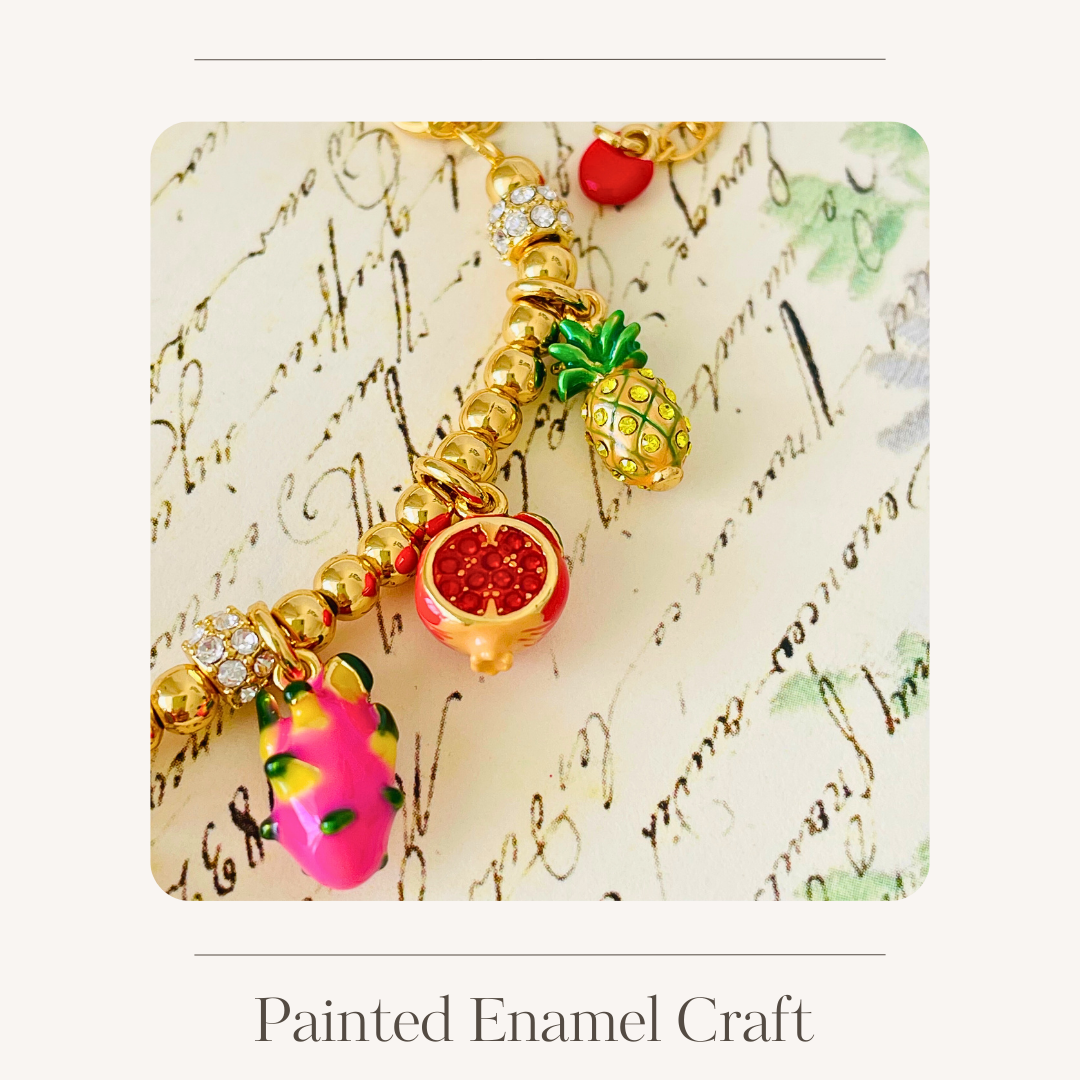 Multi-coloured enamel fruit bracelet