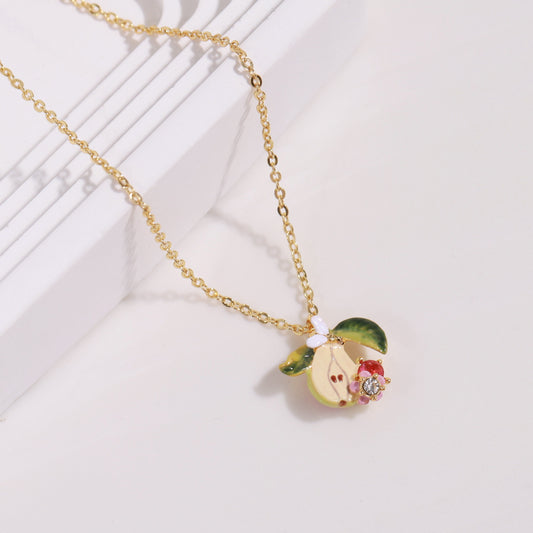 Fruit Series-Cut Pear Necklace