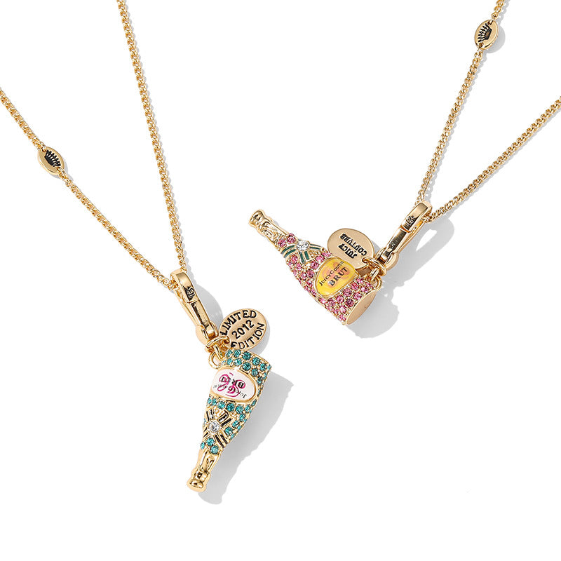 Sparkling Wine Bottle Pendant Necklace
