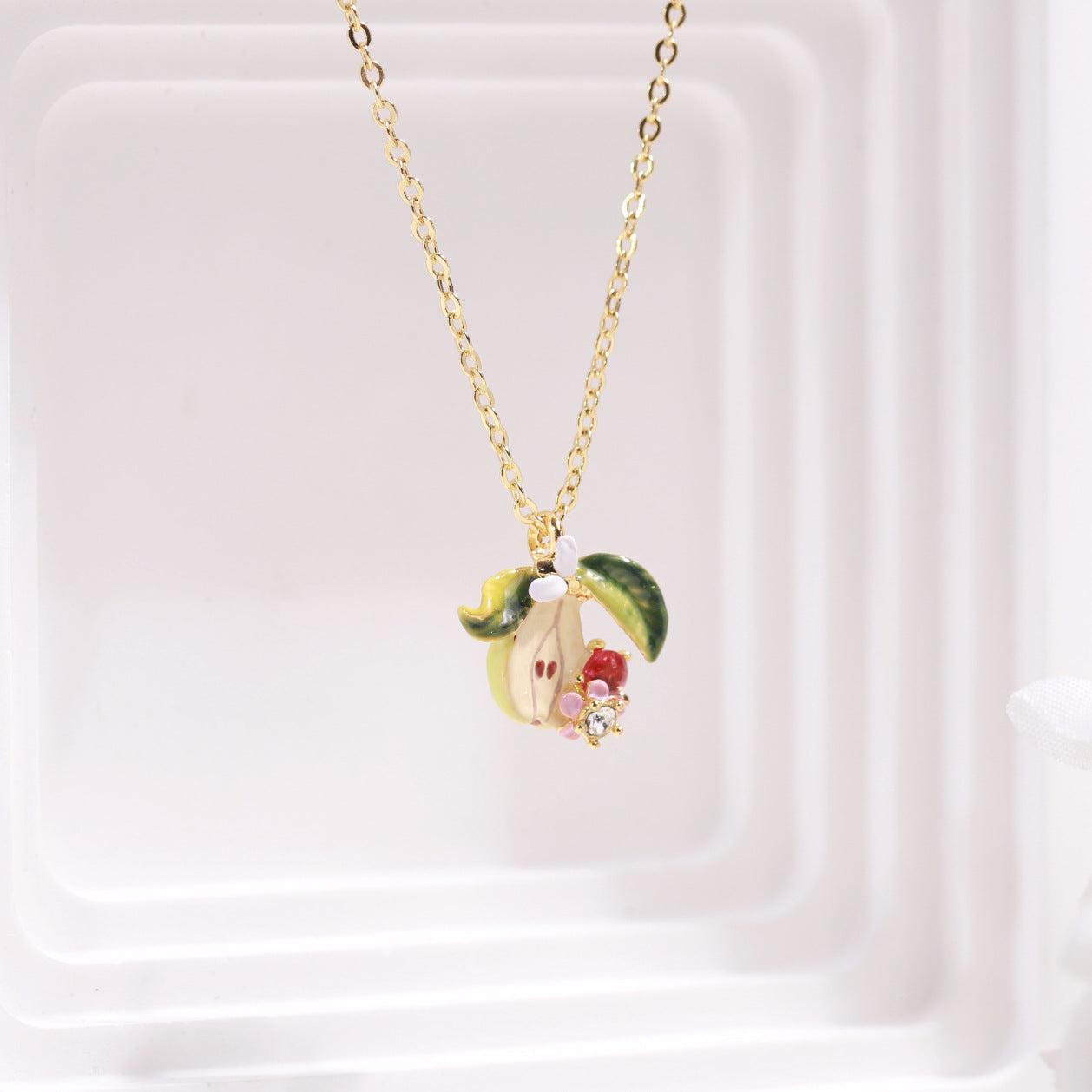 Fruit Series-Cut Pear Necklace