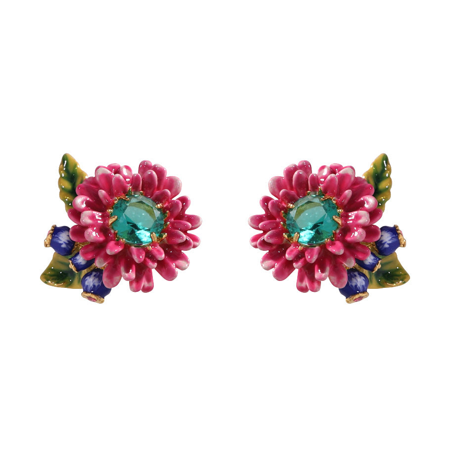 Hand-painted enamel cornflower jewelry collection
