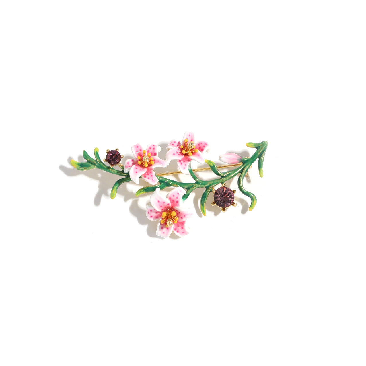 Hand-Painted Enameled Lily Brooch