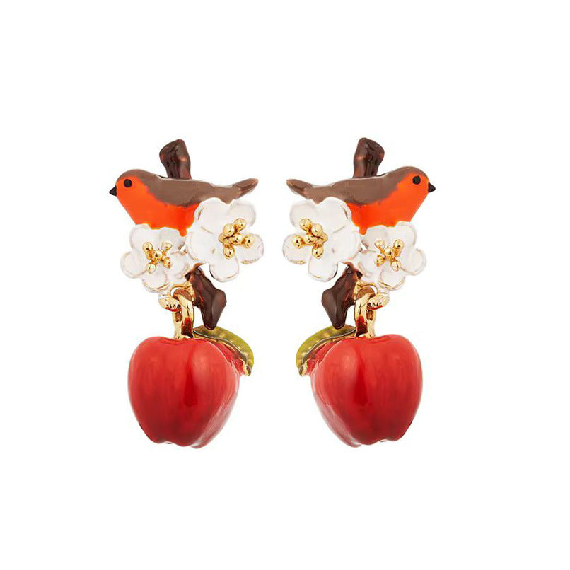 Mockingbird and Apple Earring