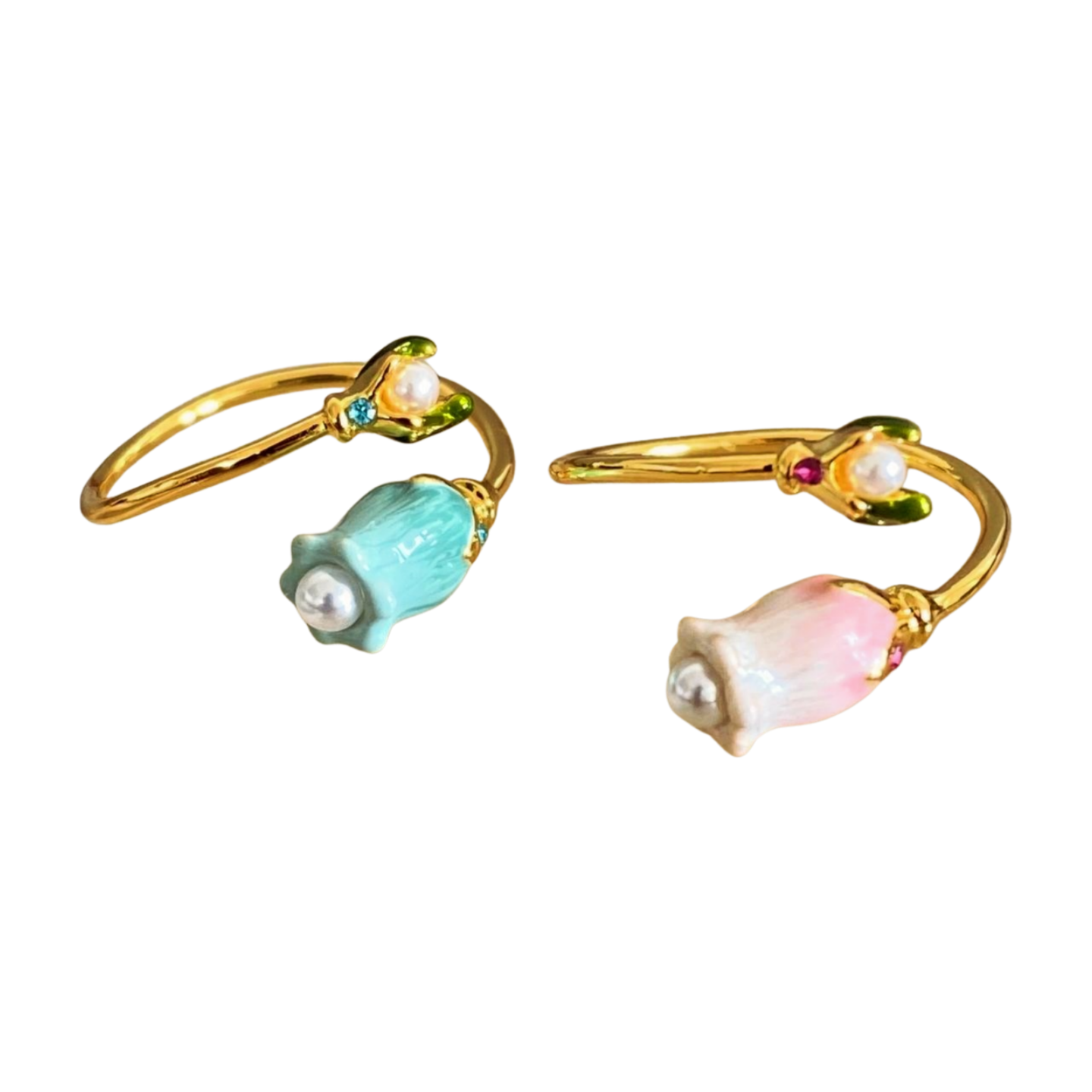 Hand Enameled Tulip Ring
