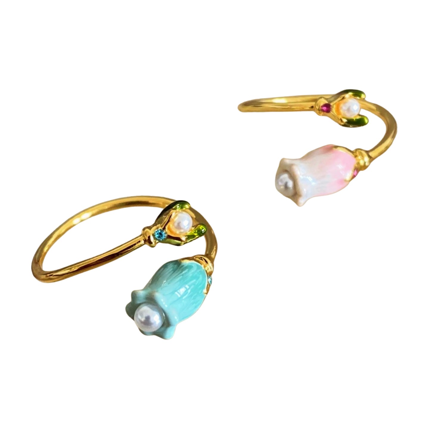 Hand Enameled Tulip Ring