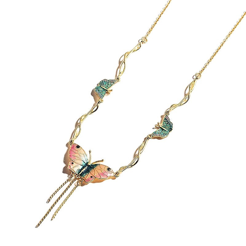 Enameled Butterfly Necklace
