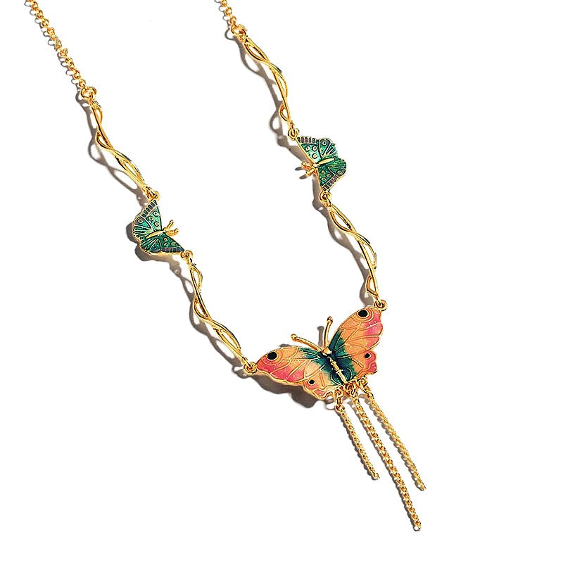 Enameled Butterfly Necklace
