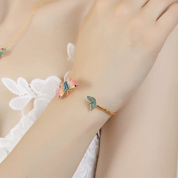 Enameled butterfly bracelet