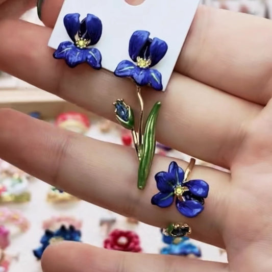 Enamel Iris Jewelry Collection